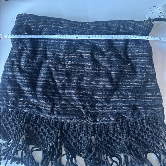 NWT Volcom Black Sequin Crochet Clutch Purse - Picture 5 of 7